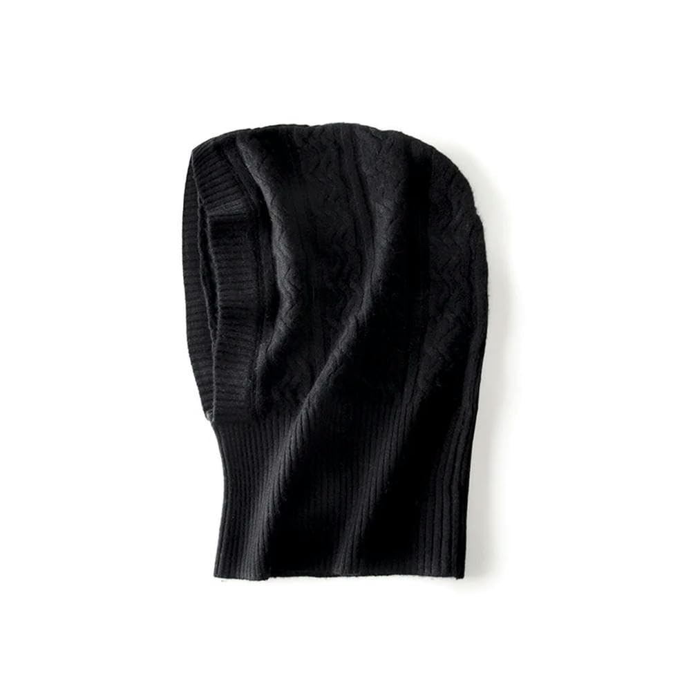 Hut Unisex Gestrickte Balaclava Winter Ohrschutz Gesichtsschutz Halsschutz Integrierter Schalhut Weiche Warme Kapuze -m Verdrehte Falsche Kragen-schwarz-eine Größe