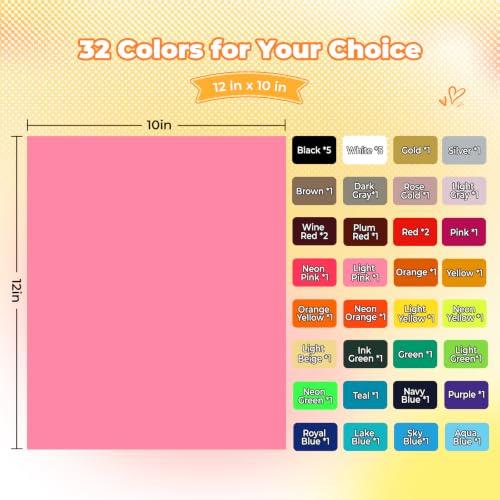 Image of Heat Transfer Vinyl Bundle - 43 Pack 12 inch x 10 inch PU Iron on Vinyl for T-Shirt, 32 Assorted Colors HTV Vinyl for Heat Press Machine - Easy to Cut, Weed & Transfer