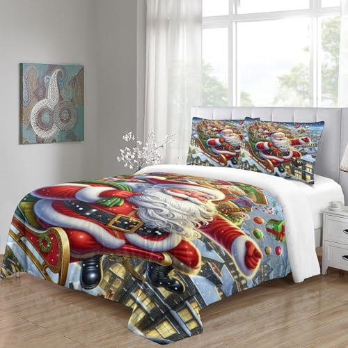 Housse de couette Noël avec fermeture éclair pratique en microfibre confort
