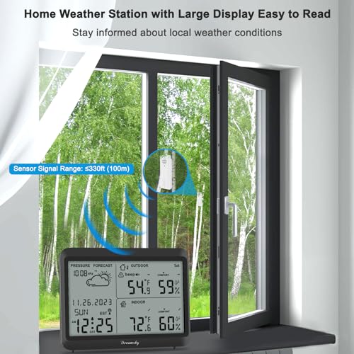 image for DreamSky Weather Station Indoor Outdoor Thermometer Wireless - Atomic 