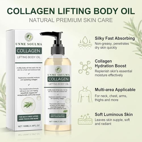 UNME SOULMA Collagen Oil, Collagen Lifting Body Oil, Firming Oil for Skin Tightening & After Shower Moisturizing, 3.38 Fl Oz — view 2