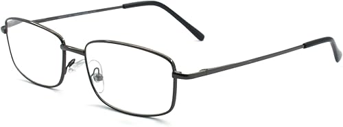 EYE ZOOM Gafas de lectura rectangulares de metal extra anchas para hombres y mujeres