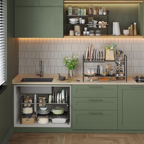 Expandable-Under-Sink-OrganizerPot-and-pan-Organizer-Under-Cabinet-Pan-Lid-OrganizerExpandable-Storage-shelf-with-Pan-Rack7-Dividers2-Baskets-and-4-PanelsAdjustable-partition-height