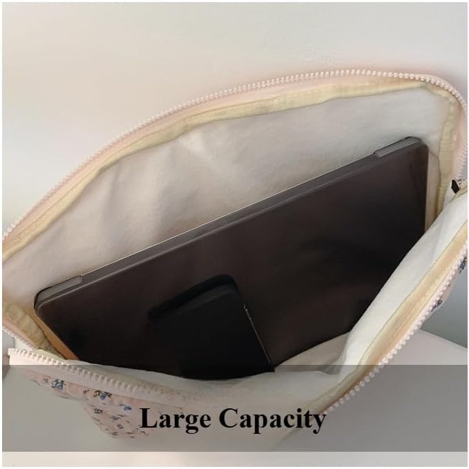9-15in Cutecore Puffy Laptop Sleeve Coquette Cute Floral Quilted Laptop Case Cover Vintage Storage Bag Accessories (Blue,15in)