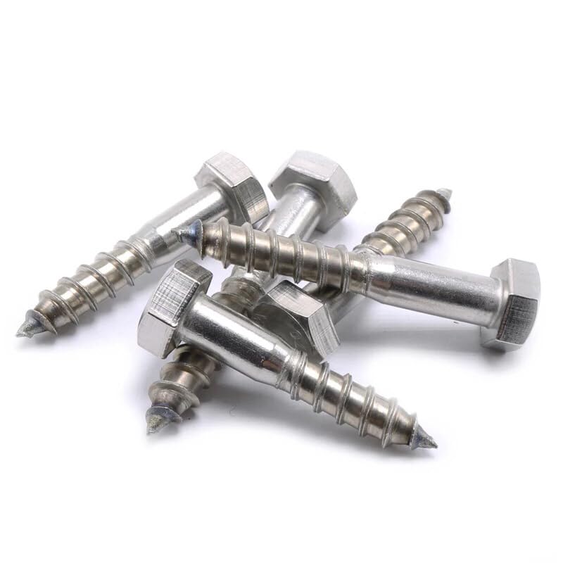 10pcs/lot M6 M8 GB5285 DIN571 Hexagon Head Wood Screws Stainless Steel Self-Tapping Screws Exrernal Hex Screw - (Size: M6X100 10PCS)
