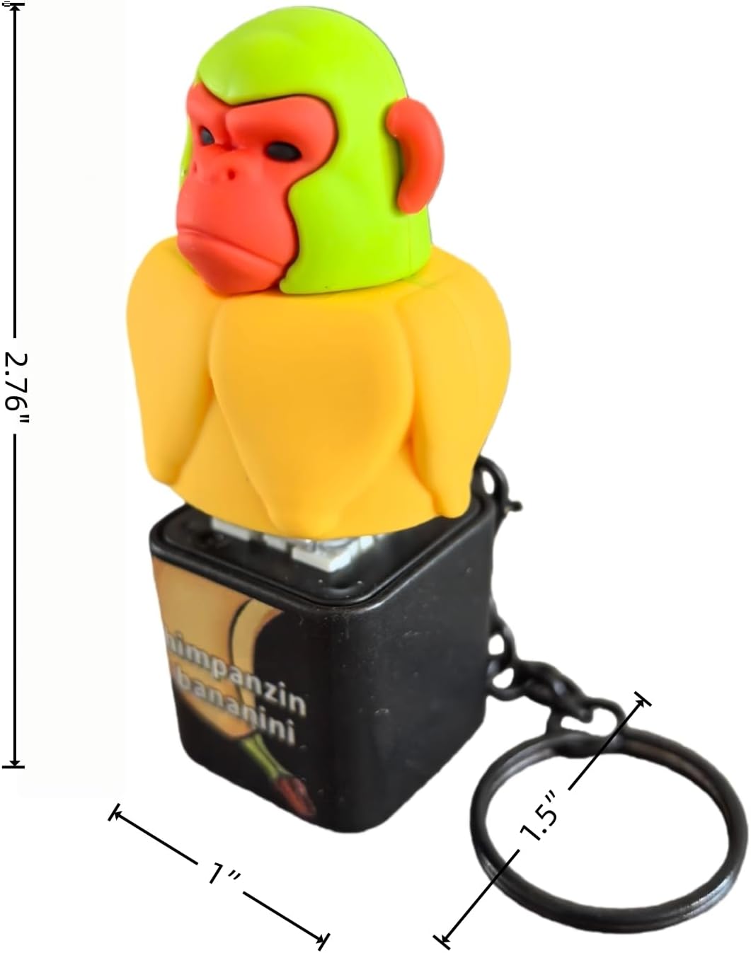 Chimpanzee Bananini Fidget Toys - Italian Voice Clicker Keychain, LED Lights & Tactile Click Sounds, Stress Relief Toy for Adults, Office Travel Anxiety Relief Pocket Toy (Monkey)