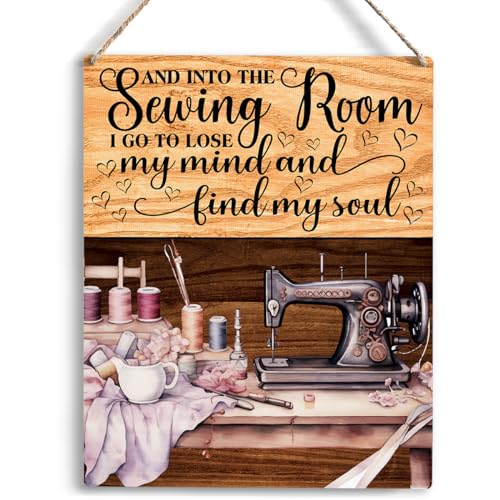 Retro Sewing Supplies Home Decor Wall Decor Sewing Accessories Wall Art Rustic Wooden Hanging Sign Quilting Supplies for Quilters Sewers Seamstresses Office Wall Home Sewing Room Living Room Decor