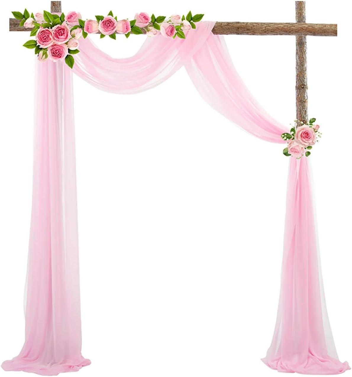 KeuLen Wedding Arch Draping Fabric,75 * 600cm 2pcs Wedding Arch Draping Fabric Chiffon Arch Drapes for Baby Shower Birthday Party Drapping Chiffon Curtain Light Soft DIY Craft (Color : Pink)