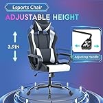 PayLessHere Ergonomic Racing Desk Chair Gaming Chair Computer Chair with Armrests 360° Swivel & Caster Pu Desk Task Chair Executive Headrest Lumbar Support for Back Pain Women Men and Adults (White) - Image 4