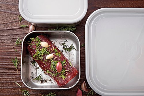 Pote Quadrado Tramontina Freezinox Em Aço Inox Com Tampa Plástica 16 Cm 0, 8 L Tramontina Inox Pote