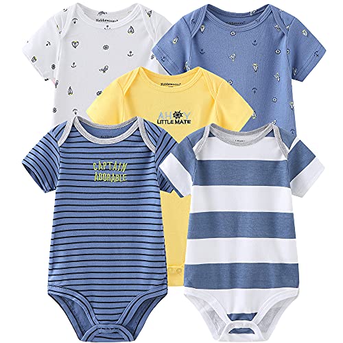 Kiddiezoom Unisex Baby 5-Pack Short-Sleeve Bodysuit Baby