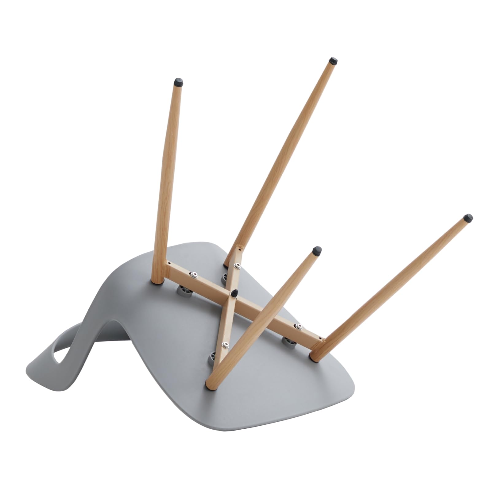 Juego de 6 Sillas de Comedor Nórdicas, Sillas de Cocina, Piernas de Silla Metálica, Diseño de Respaldo Hueco Grande, Adecuado para Salas de Estar, Salas de Ocio - Gris + Madera