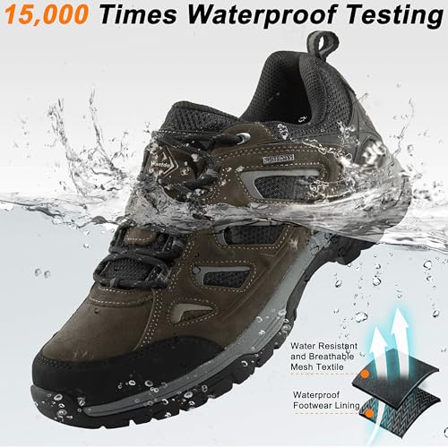 wantdo Men's Waterproof Low Cut Hiking Shoes Wide Breathable Slip Resistant Trial Hiking Shoes Mountain Biking Outdoor Work Trekking Sneakers2
