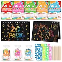 Tigvio mitgebsel kindergeburtstag Kratzbilder für Kinder Set mit 20 Stück Kratzbilder (10*14cm), kindergeburtstag gastgeschenke Kratzbuch Set für Jungen Mädchen Geburtstagstüten Kinder Party-mitgebsel