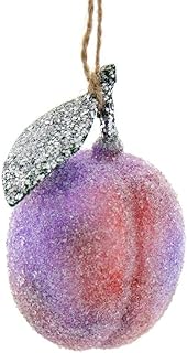 Sugared Sugar Plum on Branch Faux Food Fruit Glass Christmas Ornament