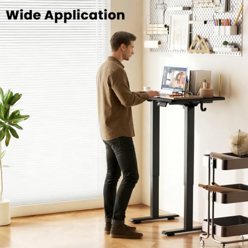 Image of 32x19 inch Electric Standing Desk, Small Desk Adjustable Height Black