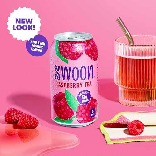 Swoon Raspberry Iced Tea - Sugar Free, Gluten Free, Low Carb, Paleo-Friendly - Flavored Keto Drinks Made with Organic Black Tea and Sweetened by Monk Fruit and Stevia (Pack of 12)