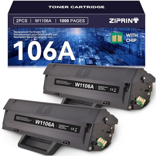 ZIPRINT 106a W1106a Toner Kompatibel für HP 106A für HP Laser 107w Toner für Hp Laser MFP 135wg Toner 135a MFP 137fnw 137fwg 135w 107a 107r 135r (Schwarz 2-Pack)