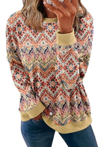 KISSMODA Women's Casual Long Sleeve Sweatshirt Color Block/Solid Crewneck Corduroy Pullover Cute Tops