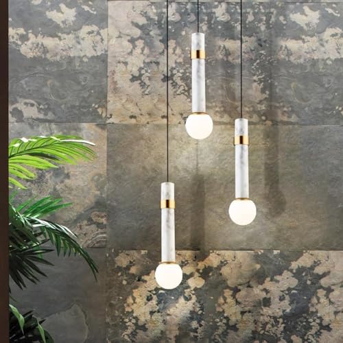 Lámpara de mármol verde lineal para iluminar mesas largas y barras de cocina 6