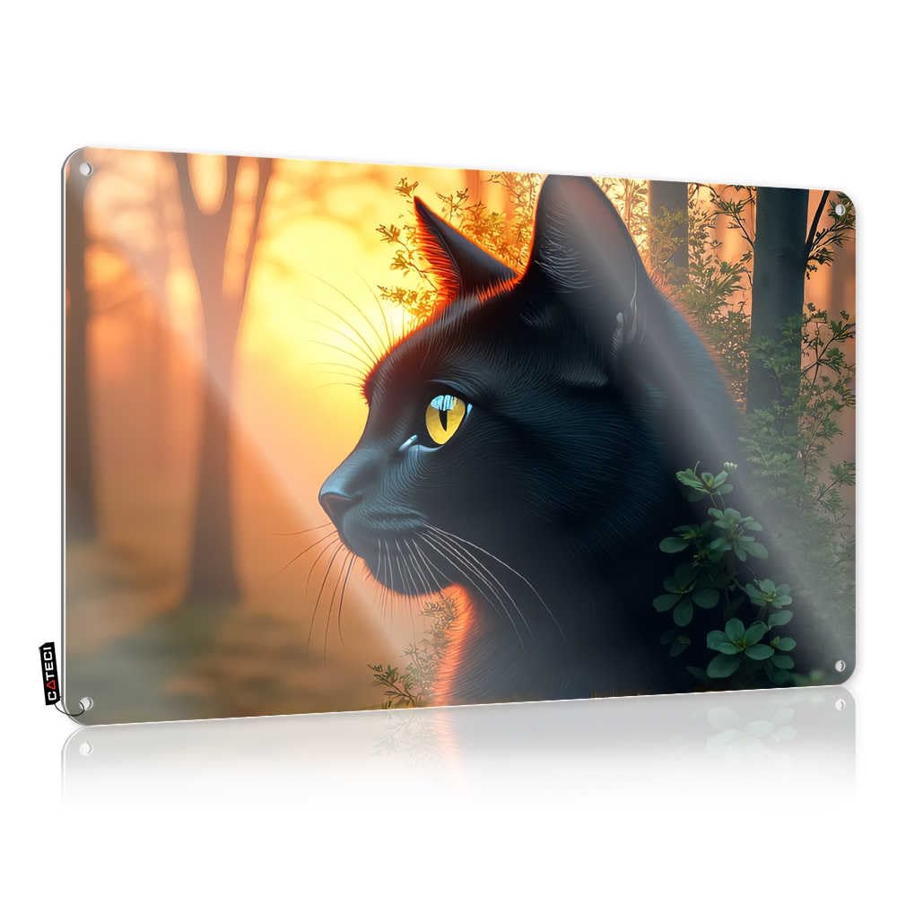 Decorations Soft Area Waterproof Artwork, Distressed Retro Print For Cafe Pub Basement Bar | Outdoor Fall Decor Pre-drilled Custom Black Cat In The Sunset Forest(30X40CM)