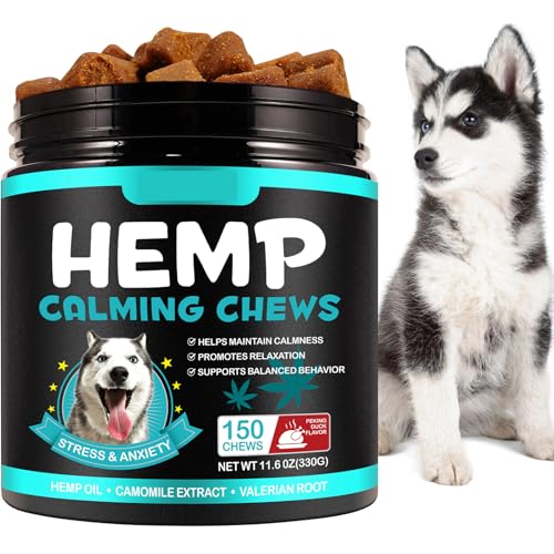 Bieyoc Calming Chews for Dogs 150PCS, Natural Ingredients Calming Treats for Dog Anxiety Relief, Hemp Calming Chews for Dogs Separation, Barking, Thunderstorms, Dog Calming Chews with Melatonin