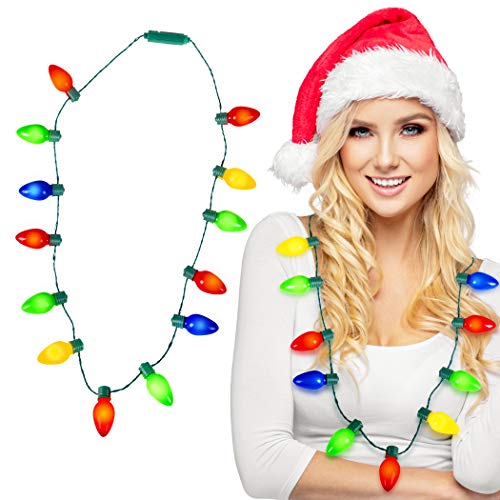 KANGAROO Deluxe Light-Up Christmas Necklace – Flashing Bulb Party Accessory for Ugly Sweater & Holiday Events