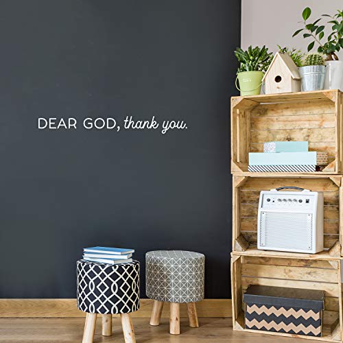 Vinyl Wall Art Decal - Dear God, Thank You - 3.5" X 30" - Cute Trendy Inspirational Lovely Spiritual Quote Sticker For Home Apartment Bedroom Kids Room Living Room Religious Center Decor (White) #TOP1