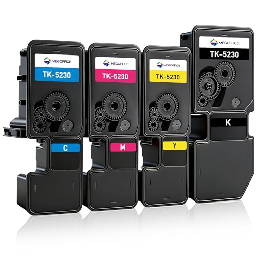 MEGOFFICE TK-5230 - Cartucho de tóner compatible con Kyocera TK5230 TK-5220 TK5220 para impresora Kyocera ECOSYS P5021cdn P5021cdw M5521cdn M5521cdw (negro, cian, magenta, amarillo, 4 unidades) ✅