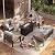 Aoxun Patio Furniture Set, Aluminum Patio Set with Fire Pit Table and 5" Thicken & Washable Cushion, Waterproof Outdoor Furniture, Outdoor Couch Sectional for Backyard (7 Seats/F, Grey)
