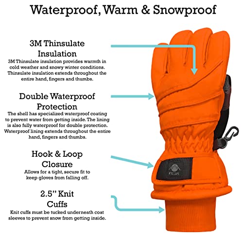 Image of N'Ice Caps Kids Waterproof Winter Thinsulate Warm Gloves | Boys and Girls Snow Ski Gloves with Durable Grippers on Palms, Fingers and Thumbs, 3M Insulation Ideal for Cold Weather
