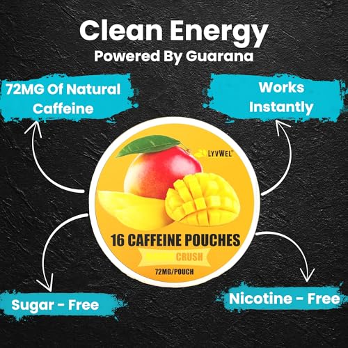 Image of LyvWel 72mg Caffeine Energy Pouches - Cherry Blast - Bold, Tart Energy with Guarana - 5-Pack (80 Total Pouches)