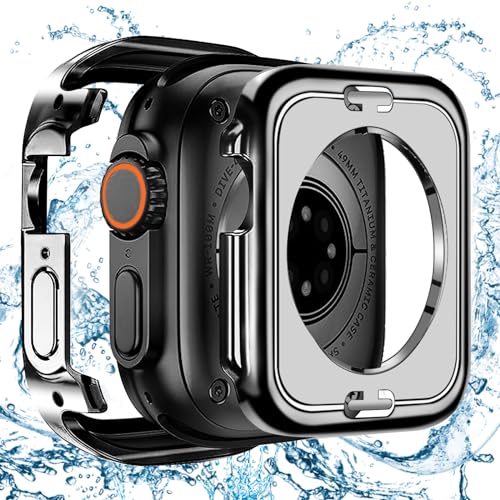 BELIYO 対応 アップルウォッチ カバー Ultra 3/2/1 Apple Watch ケース 防水 ガラスフィルム 一体型 アップルウォッチ ケース 全面保護 高耐久 高透過率 装着簡単 2 in 1 前後の保護 3D直角エッジデザイン メッキ加工