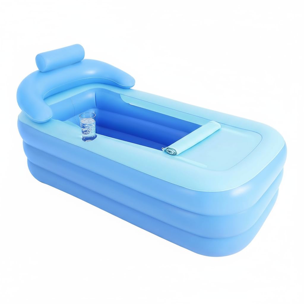 Adult Inflatable Bath Tub, Blow up Bathtub with Portable Folding Feature, Extra-Large Inflatable Bathtub for Family Bathroom or SPA