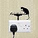 DINGDONG ART Sticker Mural Drôle Petit   Chat avec Interrupteur De Souris Autocollant Vinyle   Décor À La Maison Décalcomanie
