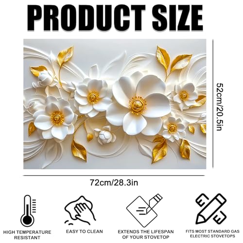 Image of Nuxovilar White Gold Floral Stove Cover Diatom Mud 20.47x28.34 In