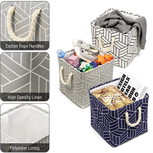 Cube Storage Basket Fabric Storage Bins [3 Pack] Foldable Square Canvas Bin Collapsible Linen Cubby Organizer With Handles For Shelf Closet Clothes Nursery Toy 11” X 11” X 11” Grey #TOP3