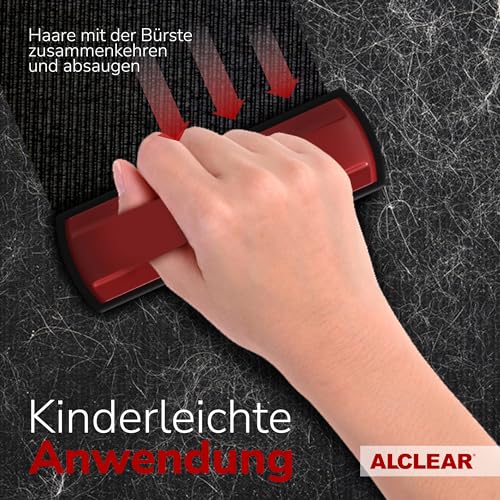 ALCLEAR 9519 Tierhaarbürste – ergonomische Silikonbürste gegen Hundehaare & Katzenhaare – für Auto, Polster, Sofa, Teppiche, Heimtextilien – wiederverwendbar, chemiefrei – designed in Germany