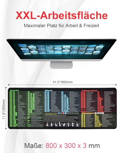 Large Excel Cheat Sheet Mouse Pad - Waterproof Gaming Desk Mat for Excel/Word/Outlook/Windows/PowerPoint Shortcut Keys, Non-Slip, Stitched Edges, Spill-Proof Desk for Keyboard (Office Shortcuts) - Cosy Home Interiors Large Excel Cheat Sheet Mouse Pad - Waterproof Gaming Desk Mat for Excel/Word/Outlook/Windows/PowerPoint Shortcut Keys, Non-Slip, Stitched Edges, Spill-Proof Desk for Keyboard (Office Shortcuts) - Image 2