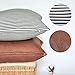 PANDICORN Set of 2 Farmhouse Pillow Covers 18x18 for Home Décor, Rustic Brown Faux Leather, Black and White Stripe Throw Pillow Case for Couch Sofa