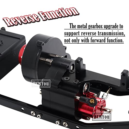 Rcmyou Transmission Dual Speed Gearbox Case For Scx10 90047 90057, Full Alloy Forward & Reverse Transmission Upgrades Part For 1:10 Axial Scx10 Rc Crawler Car, (Dual Speed,Forward & Reverse Function) #TOP4