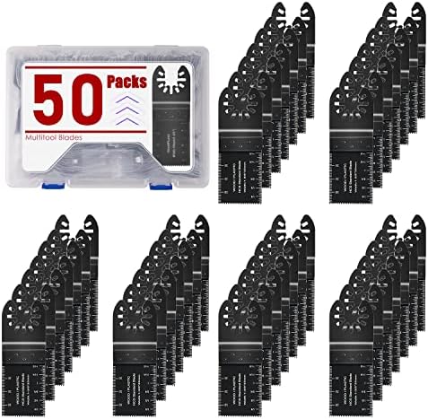 Adust Titanium Oscillating Multitool Blades, Multitool Blades for Cutting Hard Material, Metal Nails Wood and Plastic, Oscillating Tool Blades fit Dewalt Rockwell Milwaukee Makita Bosch (50)