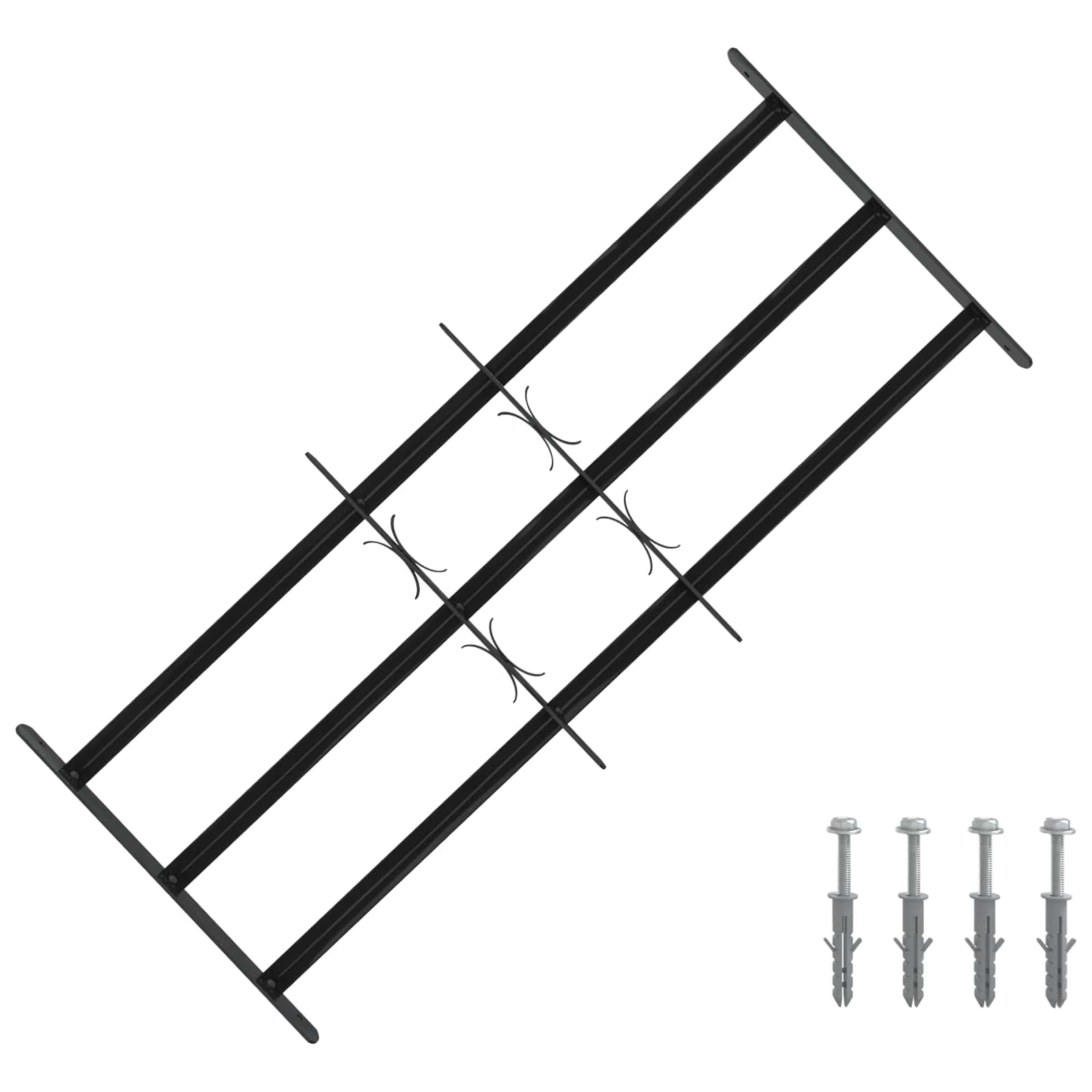 Grille de Fenêtre, Grille Défense de Protection Barre de Sécurité 116x45 cm Acier enduit de poudre Noir