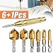 Produktbild Kegelsenker Bohrer Set,6 tlg BESTZY HSS 90°Zähler Senker Sats mit Titan Beschichtete für Holz und Weichem Metall Fasefräser Enthalten Loch Reibahle Holz 1/4 '' 6-19mm