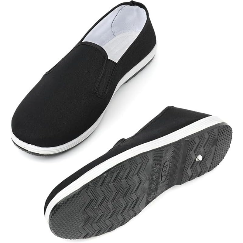 Chinese Tai Chi Kung Fu Shoes - Traditional Canvas Martial Arts, Black Rubber Sole,Classic Slip-On Canvas Shoes, Casual Comfort Walking Loafers2