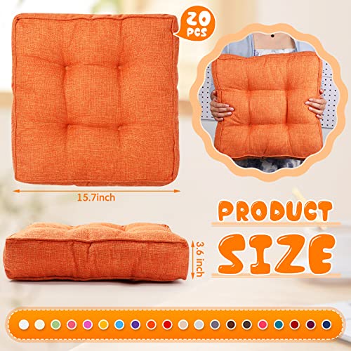 Sintuff 20 Pcs Floor Pillow Meditation Floor Pillow Thick Square Floor Cushions Linen Meditation Cushion Floor Seating For Tatami School Chair Yoga Living Room, 15.8X15.8X3.5 Inch (Multicolor) #TOP1