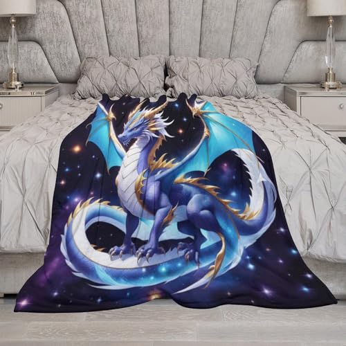 Manta de forro polar con dragón de 150x200 cm colcha ligera para sofá 8
