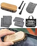 PRO Car Interior Cleaning Kit (9-Piece) - Deep Clean Tools for Leather, Dashboard & Upholstery | Boar Bristle Brush, Dual-Sided Scrub Sponge, Microfiber Towels, Polish Scrub Mitt, Detailing Brushes