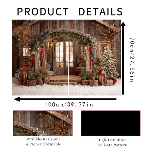 Image of Self Adhesive Cabinet Curtain for Mother's Day, 39x28 Inch Rustic Wood Cabin Under Sink Skirt No Drill, Spring Cleaning Kitchen Decor, Hook and Loop Laundry Shelf Valance, Fabric Panel