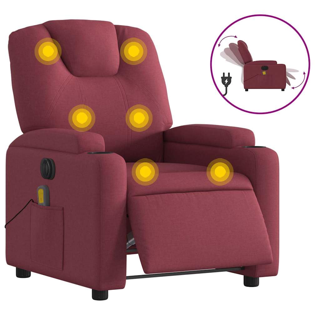 Eléctrico reclinable Masaje vibratorio 135° Rojo 74x88x97 cm